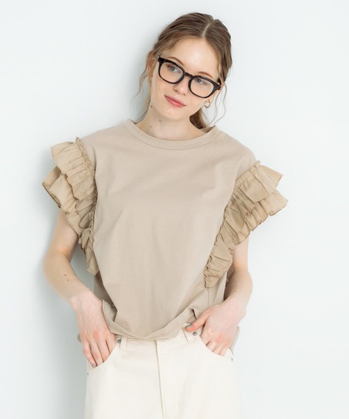 URBAN RESEARCH Sonny Label（アーバンリサーチサニーレーベル）の「フリルフレンチスリーブプルオーバー（Tシャツ/カットソー・レディース・ブラウン/ベージュ系その他/ブラック・FREE）」の20枚目の写真