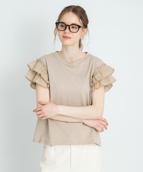 URBAN RESEARCH Sonny Label（アーバンリサーチサニーレーベル）の「フリルフレンチスリーブプルオーバー（Tシャツ/カットソー・レディース・ブラウン/ベージュ系その他/ブラック・FREE）」の21枚目の写真