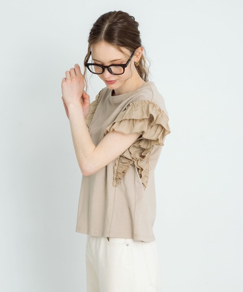 URBAN RESEARCH Sonny Label（アーバンリサーチサニーレーベル）の「フリルフレンチスリーブプルオーバー（Tシャツ/カットソー・レディース・ブラウン/ベージュ系その他/ブラック・FREE）」の22枚目の写真