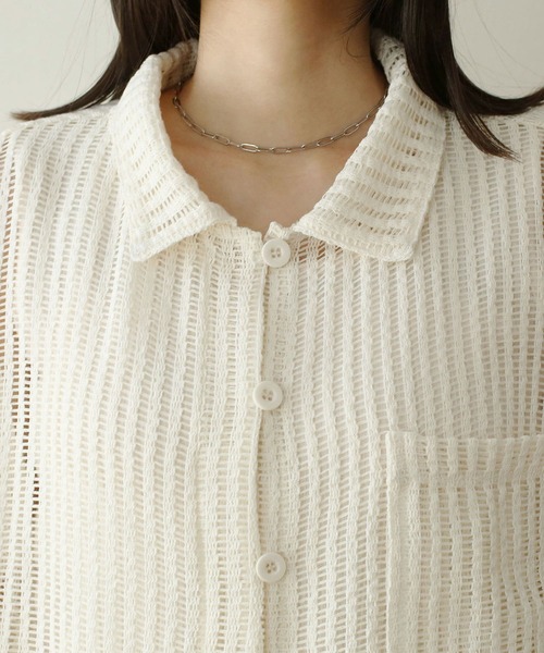 NOAHL（ノアル）の「【NOAHL】メッシュ編みシャツ（シャツ/ブラウス・レディース・アイボリー/ブラック/ブラウン・FREE）」の19枚目の写真