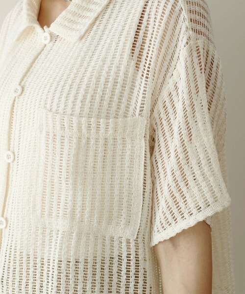 NOAHL（ノアル）の「【NOAHL】メッシュ編みシャツ（シャツ/ブラウス・レディース・アイボリー/ブラック/ブラウン・FREE）」の20枚目の写真