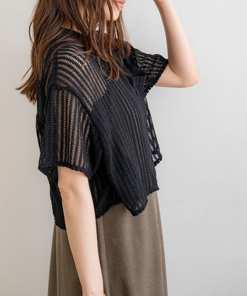 NOAHL（ノアル）の「【NOAHL】メッシュ編みシャツ（シャツ/ブラウス・レディース・アイボリー/ブラック/ブラウン・FREE）」の9枚目の写真