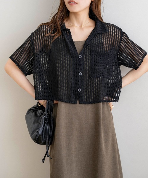 NOAHL（ノアル）の「【NOAHL】メッシュ編みシャツ（シャツ/ブラウス・レディース・アイボリー/ブラック/ブラウン・FREE）」の10枚目の写真