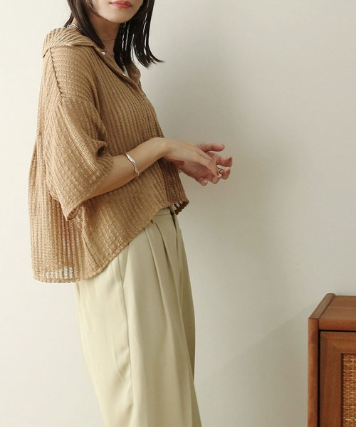 NOAHL（ノアル）の「【NOAHL】メッシュ編みシャツ（シャツ/ブラウス・レディース・アイボリー/ブラック/ブラウン・FREE）」の14枚目の写真