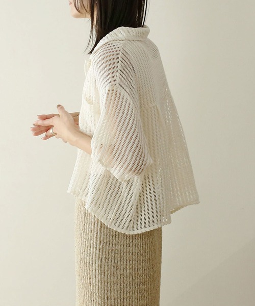 NOAHL（ノアル）の「【NOAHL】メッシュ編みシャツ（シャツ/ブラウス・レディース・アイボリー/ブラック/ブラウン・FREE）」の4枚目の写真