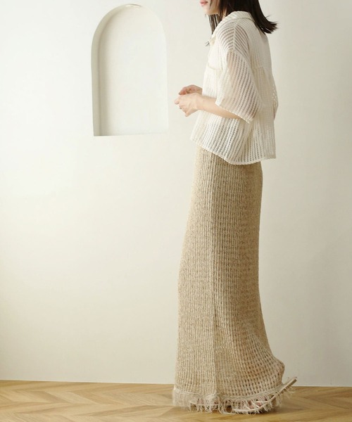 NOAHL（ノアル）の「【NOAHL】メッシュ編みシャツ（シャツ/ブラウス・レディース・アイボリー/ブラック/ブラウン・FREE）」の7枚目の写真