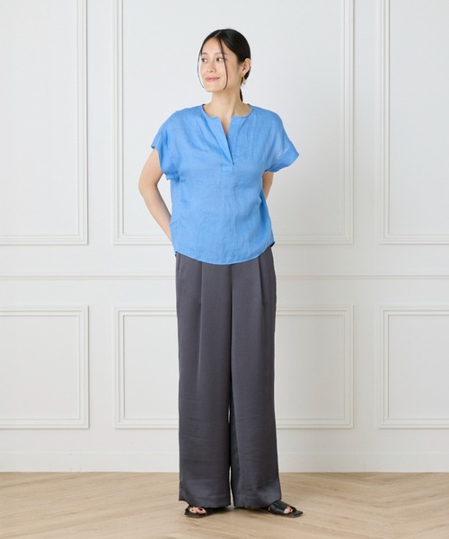 INED（イネド）の「リネンフレンチスリーブシャツブラウス《lelinzephyr/ル・ランゼフィール》（シャツ/ブラウス・レディース・オフホワイト/ブルー/グレイッシュベージュ・9号/7号）」の18枚目の写真