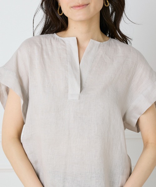 INED（イネド）の「リネンフレンチスリーブシャツブラウス《lelinzephyr/ル・ランゼフィール》（シャツ/ブラウス・レディース・オフホワイト/ブルー/グレイッシュベージュ・9号/7号）」の13枚目の写真
