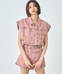 ANAP（アナップ）の「ノースリーブ ミニ スカート カラーデニム セットアップ（セットアップ）」