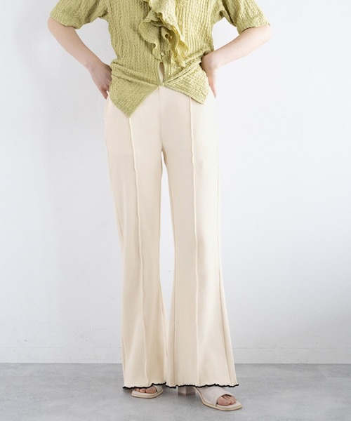 RAGEBLUE（レイジブルー）の「配色リブメローフレアパンツ（スウェットパンツ・レディース・ホワイト/ブラック/ワインレッド・FREE）」の7枚目の写真