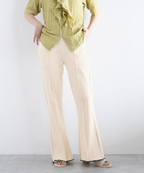 RAGEBLUE（レイジブルー）の「配色リブメローフレアパンツ（スウェットパンツ・レディース・ホワイト/ブラック/ワインレッド・FREE）」の8枚目の写真