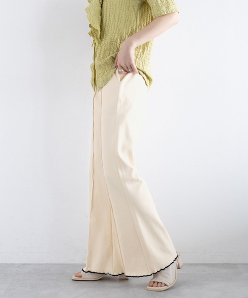 RAGEBLUE（レイジブルー）の「配色リブメローフレアパンツ（スウェットパンツ・レディース・ホワイト/ブラック/ワインレッド・FREE）」の9枚目の写真