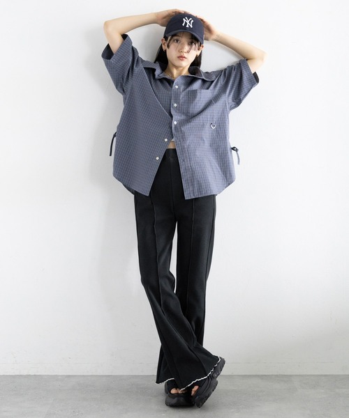 RAGEBLUE（レイジブルー）の「配色リブメローフレアパンツ（スウェットパンツ・レディース・ホワイト/ブラック/ワインレッド・FREE）」の11枚目の写真