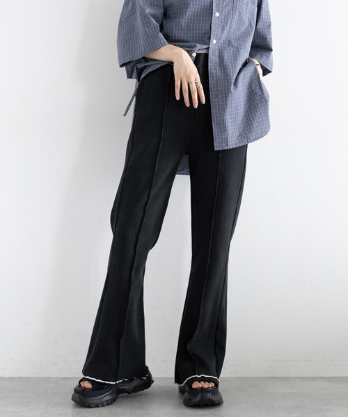 RAGEBLUE（レイジブルー）の「配色リブメローフレアパンツ（スウェットパンツ・レディース・ホワイト/ブラック/ワインレッド・FREE）」の15枚目の写真