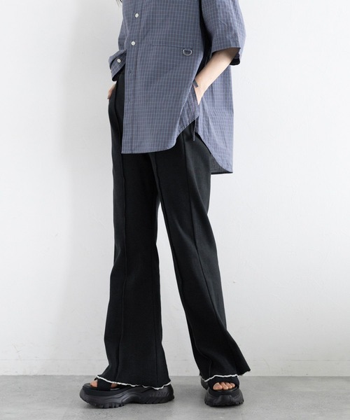 RAGEBLUE（レイジブルー）の「配色リブメローフレアパンツ（スウェットパンツ・レディース・ホワイト/ブラック/ワインレッド・FREE）」の16枚目の写真