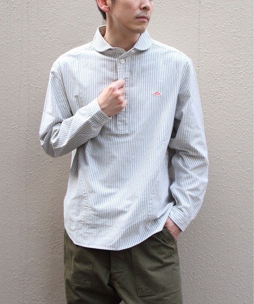 DANTON(ダントン)の「DANTON/ダントン ラウンドカラープルオーバーシャツロングスリーブ ROUND COLLAR P.O SHIRT L/S DT-B0282 OXP(シャツ/ブラウス・レディース・オリーブ/ブラック系その他2/ネイビー・44/42/40)」の1枚目の写真