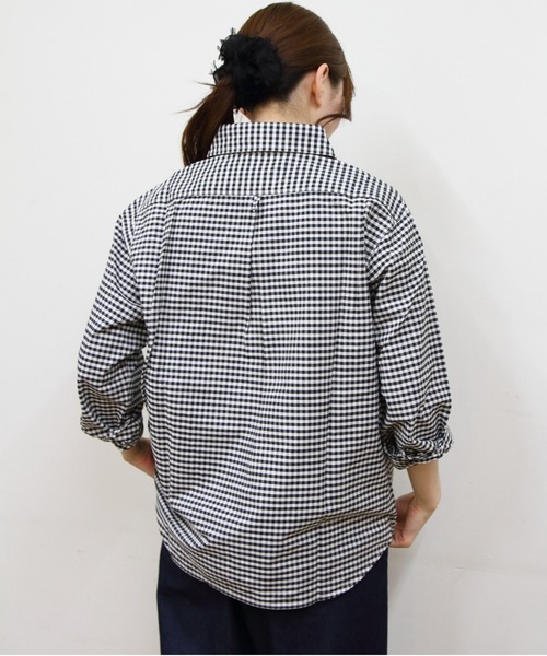 DANTON(ダントン)の「DANTON/ダントン ラウンドカラープルオーバーシャツロングスリーブ ROUND COLLAR P.O SHIRT L/S DT-B0282 OXP(シャツ/ブラウス・レディース・オリーブ/ブラック系その他2/ネイビー・44/42/40)」の6枚目の写真