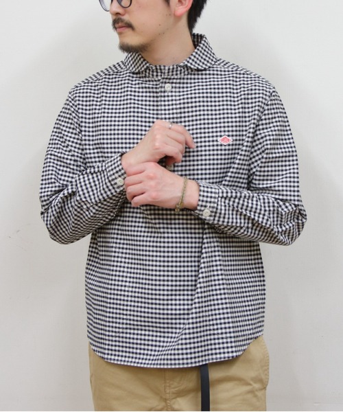DANTON(ダントン)の「DANTON/ダントン ラウンドカラープルオーバーシャツロングスリーブ ROUND COLLAR P.O SHIRT L/S DT-B0282 OXP(シャツ/ブラウス・レディース・オリーブ/ブラック系その他2/ネイビー・44/42/40)」の8枚目の写真