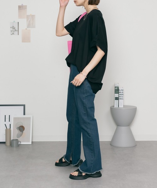 RCD(アールシーディー)の「立体ドルマンスリーブTシャツ(Tシャツ/カットソー・レディース・カーキ/ブラック/ホワイト・LL~3L/4L~5L/M-L)」の17枚目の写真