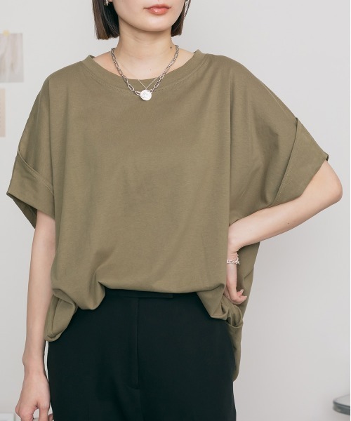 RCD(アールシーディー)の「立体ドルマンスリーブTシャツ(Tシャツ/カットソー・レディース・カーキ/ブラック/ホワイト・LL~3L/4L~5L/M-L)」の10枚目の写真