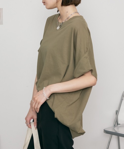 RCD(アールシーディー)の「立体ドルマンスリーブTシャツ(Tシャツ/カットソー・レディース・カーキ/ブラック/ホワイト・LL~3L/4L~5L/M-L)」の11枚目の写真