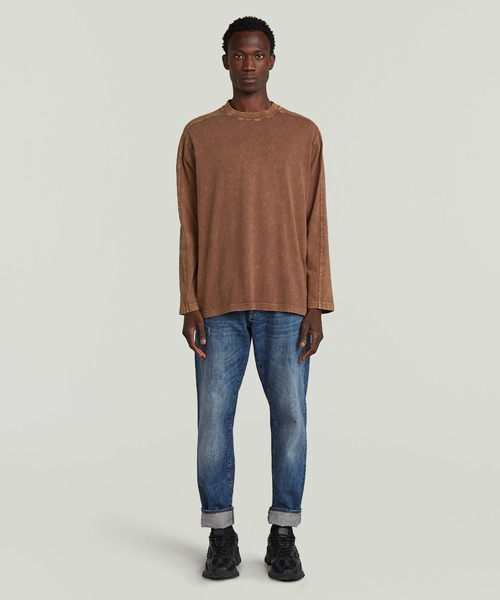 G-STAR（ジースター）の「Washed Boxy T-Shirt/ヴィンテージライクウォッシュド加工オーバーサイズロングスリーブTシャツ（Tシャツ/カットソー・メンズ・ダークブルー/ブラウン・X-LARGE/LARGE/MEDIUM/SMALL/X-SMALL）」の4枚目の写真