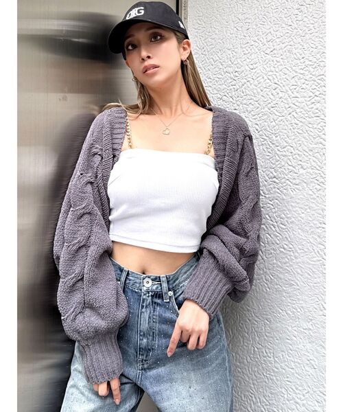 GYDA（ジェイダ）の「chainストラップテレコビスチェ（キャミソール・レディース・ピンク/その他1/ブラック/オフホワイト/その他2・FREE）」の13枚目の写真