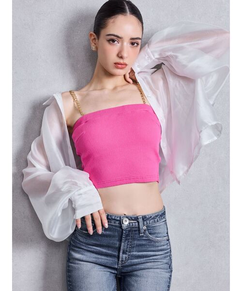 GYDA（ジェイダ）の「chainストラップテレコビスチェ（キャミソール・レディース・ピンク/その他1/ブラック/オフホワイト/その他2・FREE）」の15枚目の写真