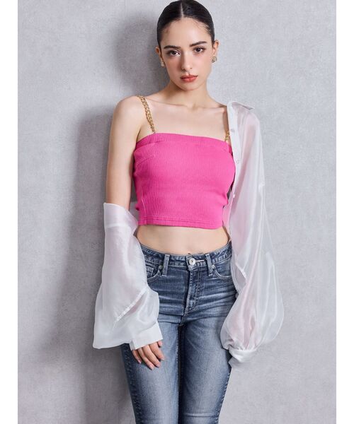 GYDA（ジェイダ）の「chainストラップテレコビスチェ（キャミソール・レディース・ピンク/その他1/ブラック/オフホワイト/その他2・FREE）」の16枚目の写真