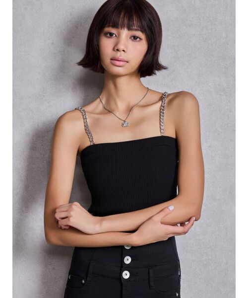 GYDA(ジェイダ)の「chainストラップテレコビスチェ(キャミソール・レディース・ピンク/その他1/ブラック/オフホワイト/その他2・FREE)」の19枚目の写真