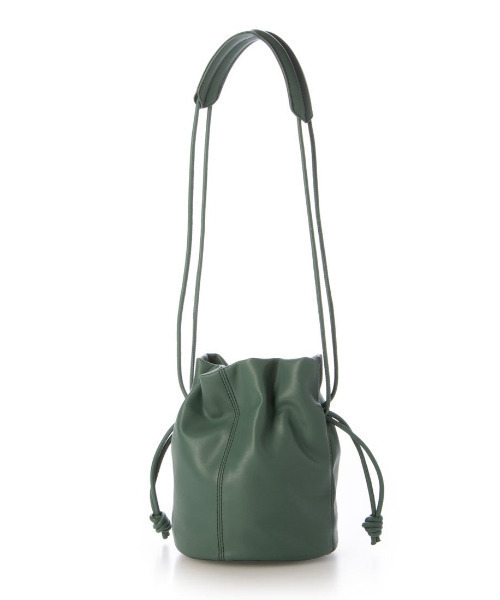 cache cache(カシュ カシュ)の「カシュカシュ cachecache / ソフト巾着ショルダーバッグ(ショルダーバッグ・レディース・ブラック/アイボリー/グリーン・FREE)」の5枚目の写真