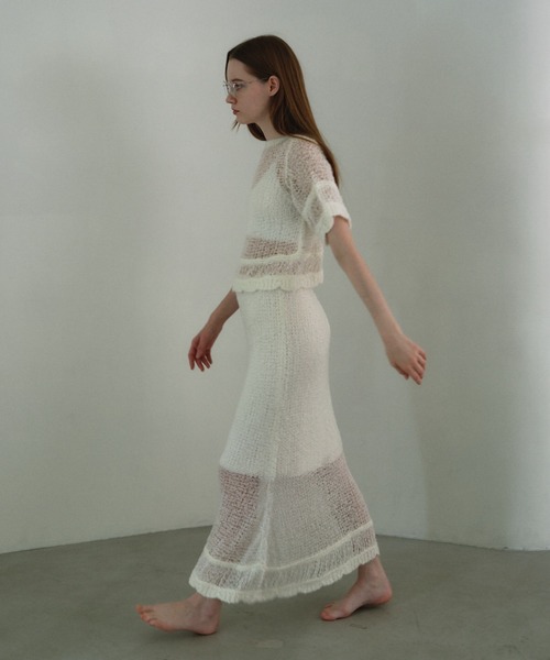 HONEY MI HONEY(ハニーミーハニー)の「poodle crochet knit tops(ニット/セーター・レディース・オフホワイト/ブラック/コーラル・FREE)」の8枚目の写真