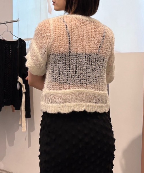 HONEY MI HONEY(ハニーミーハニー)の「poodle crochet knit tops(ニット/セーター・レディース・オフホワイト/ブラック/コーラル・FREE)」の15枚目の写真