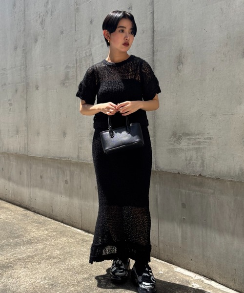 HONEY MI HONEY(ハニーミーハニー)の「poodle crochet knit tops(ニット/セーター・レディース・オフホワイト/ブラック/コーラル・FREE)」の12枚目の写真