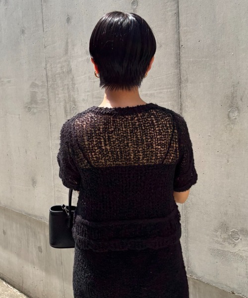 HONEY MI HONEY(ハニーミーハニー)の「poodle crochet knit tops(ニット/セーター・レディース・オフホワイト/ブラック/コーラル・FREE)」の11枚目の写真