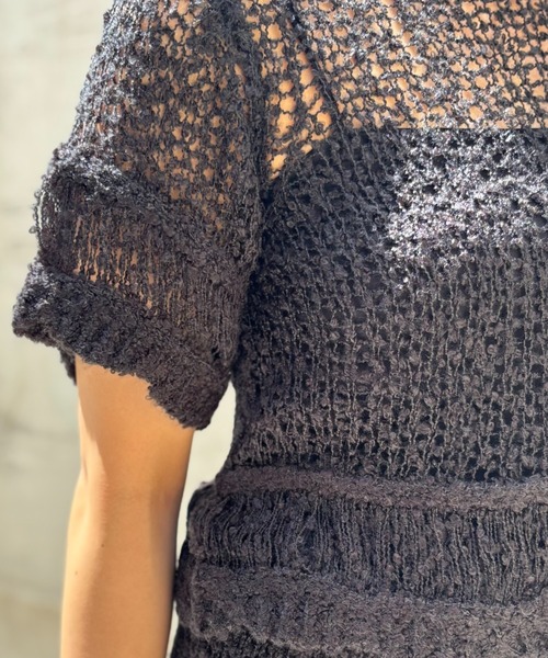 HONEY MI HONEY(ハニーミーハニー)の「poodle crochet knit tops(ニット/セーター・レディース・オフホワイト/ブラック/コーラル・FREE)」の13枚目の写真