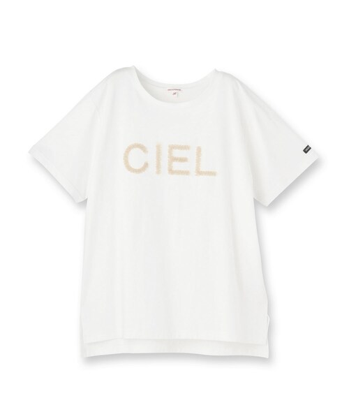 DRESSTERIOR(ドレステリア)の「クリア天竺チュールCIELロゴTシャツ(Tシャツ/カットソー・レディース・オフホワイト/ブラック/ダークグレー・34/36/38)」の4枚目の写真