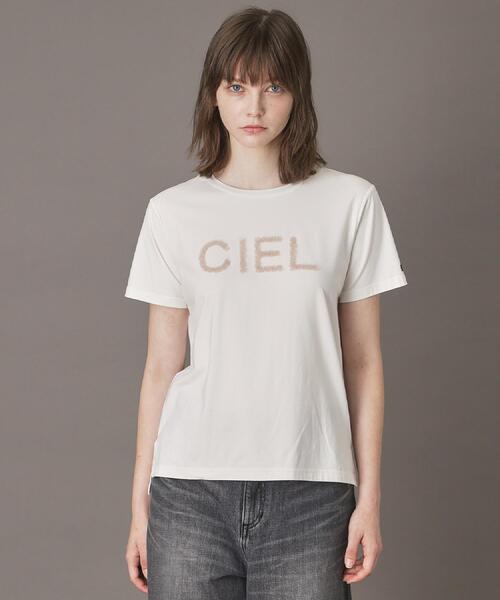 DRESSTERIOR(ドレステリア)の「クリア天竺チュールCIELロゴTシャツ(Tシャツ/カットソー・レディース・オフホワイト/ブラック/ダークグレー・34/36/38)」の5枚目の写真