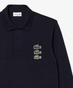 ラコステ　マルチワニロゴパッチロングスリーブポロシャツ LACOSTE ポロシャツ 3Dワニロゴパッチロングスリーブポロシャツ