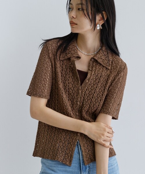 GALLEST(ギャレスト)の「【一部店舗限定】カットレースポロ(シャツ/ブラウス・レディース・アイボリー/ブラウン系その他/ブラック・38)」の3枚目の写真