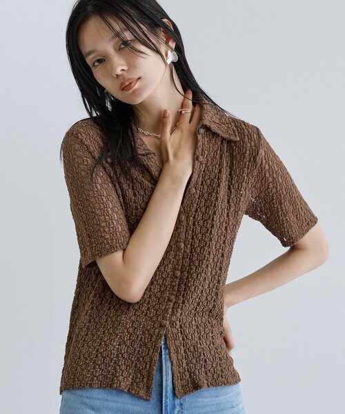GALLEST(ギャレスト)の「【一部店舗限定】カットレースポロ(シャツ/ブラウス・レディース・アイボリー/ブラウン系その他/ブラック・38)」の8枚目の写真