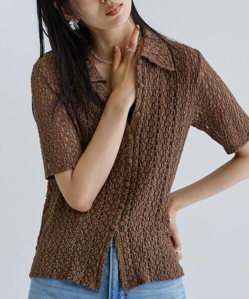 GALLEST(ギャレスト)の「【一部店舗限定】カットレースポロ(シャツ/ブラウス・レディース・アイボリー/ブラウン系その他/ブラック・38)」の7枚目の写真