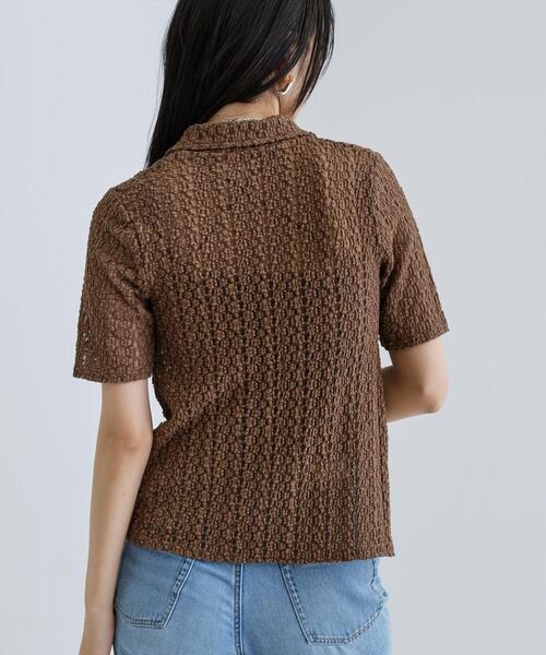 GALLEST(ギャレスト)の「【一部店舗限定】カットレースポロ(シャツ/ブラウス・レディース・アイボリー/ブラウン系その他/ブラック・38)」の6枚目の写真