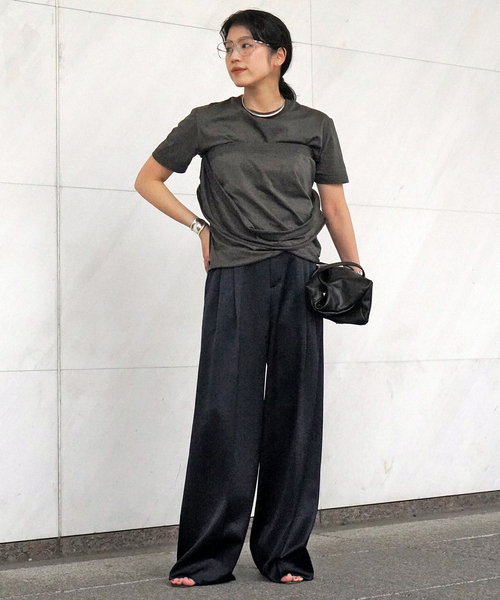 EVERYDAY I LIKE.(エヴリディアイライク)の「*ミニマルサテンパンツ(スラックス・レディース・ネイビー・38/36/34)」の8枚目の写真