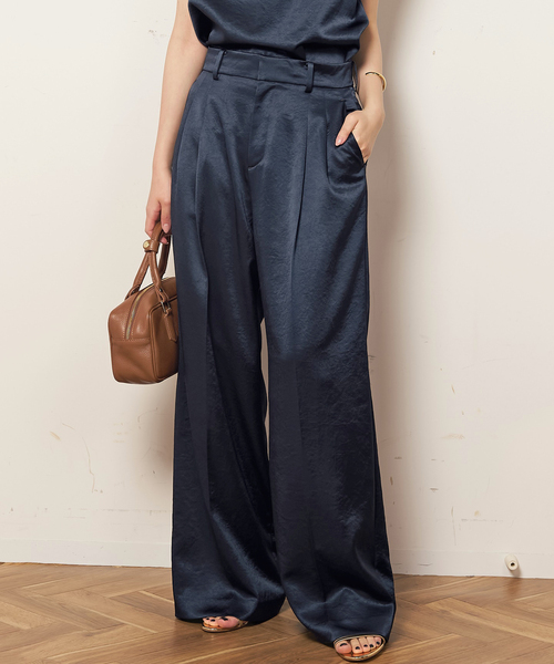 EVERYDAY I LIKE.(エヴリディアイライク)の「*ミニマルサテンパンツ(スラックス・レディース・ネイビー・38/36/34)」の10枚目の写真