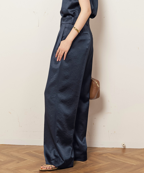 EVERYDAY I LIKE.(エヴリディアイライク)の「*ミニマルサテンパンツ(スラックス・レディース・ネイビー・38/36/34)」の11枚目の写真