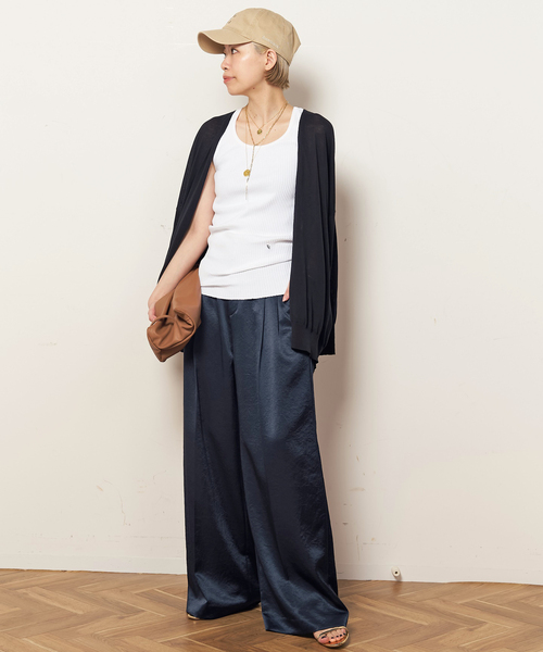 EVERYDAY I LIKE.(エヴリディアイライク)の「*ミニマルサテンパンツ(スラックス・レディース・ネイビー・38/36/34)」の16枚目の写真