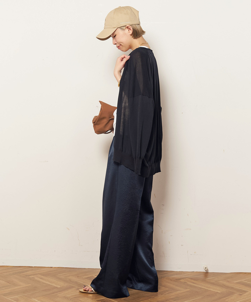 EVERYDAY I LIKE.(エヴリディアイライク)の「*ミニマルサテンパンツ(スラックス・レディース・ネイビー・38/36/34)」の17枚目の写真