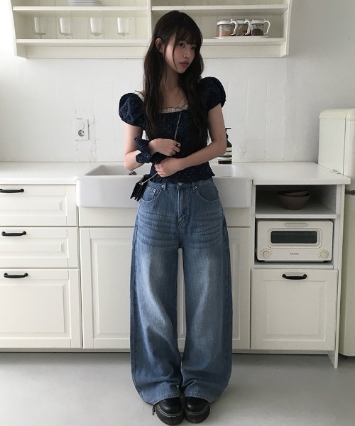 anyonemore(エニワンモア)の「ミニドットレースフリルパフ半袖リボンブラウス(シャツ/ブラウス・レディース・ネイビー/アイボリー・FREE)」の9枚目の写真