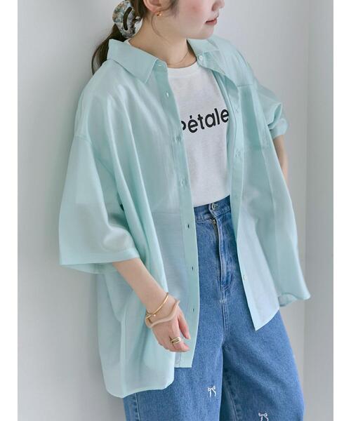 ehka sopo（エヘカソポ）の「◎シアー半袖シャツ（シャツ/ブラウス・レディース・ブラウン/サックスブルー/ベージュ・F）」の3枚目の写真